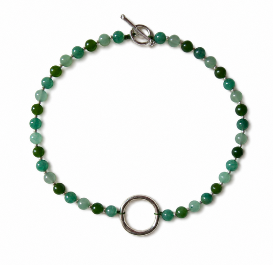 Green Quarz and Silver handmade necklace